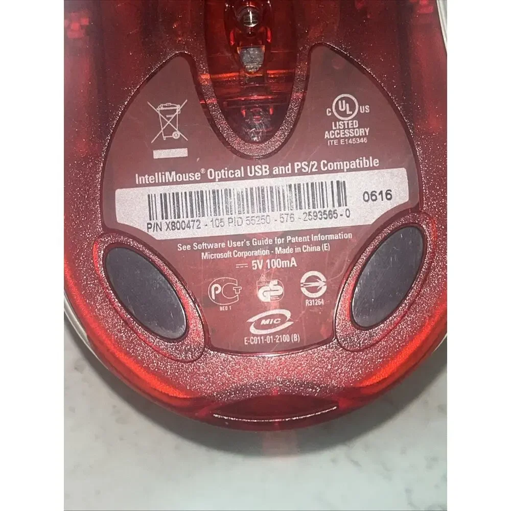 Microsoft IntelliMouse Optical USB Wired Mouse Vintage Red/Gray Tested Works